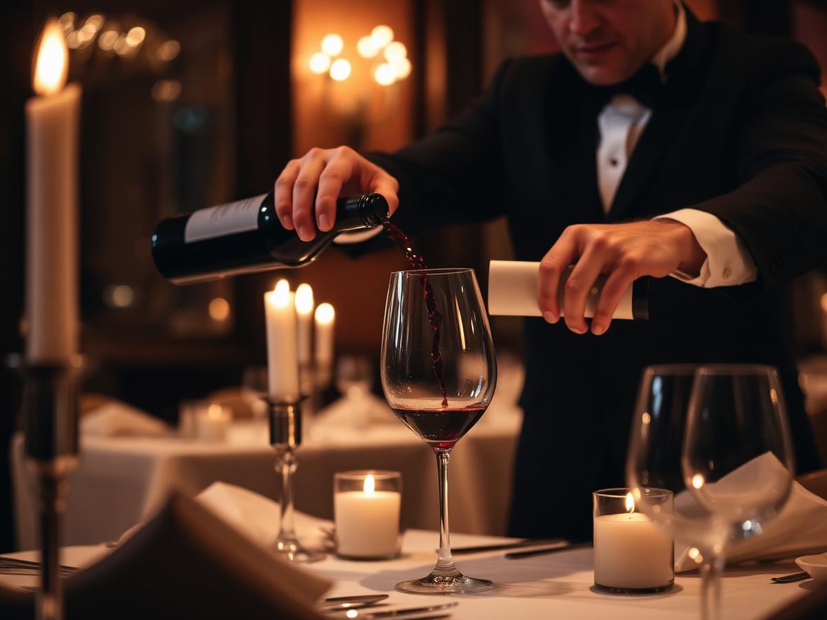 Sommelier servindo vinho